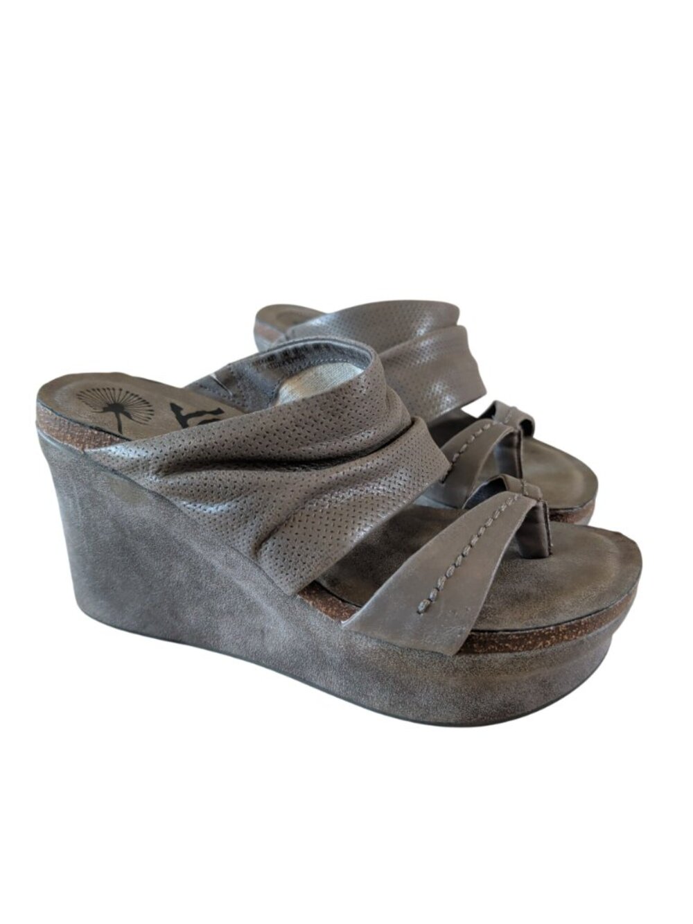 OTBT Balance Wedge Womens Sandals Size 7M Gray Taupe Platform Slip On Open Toe - Picture 2 of 16